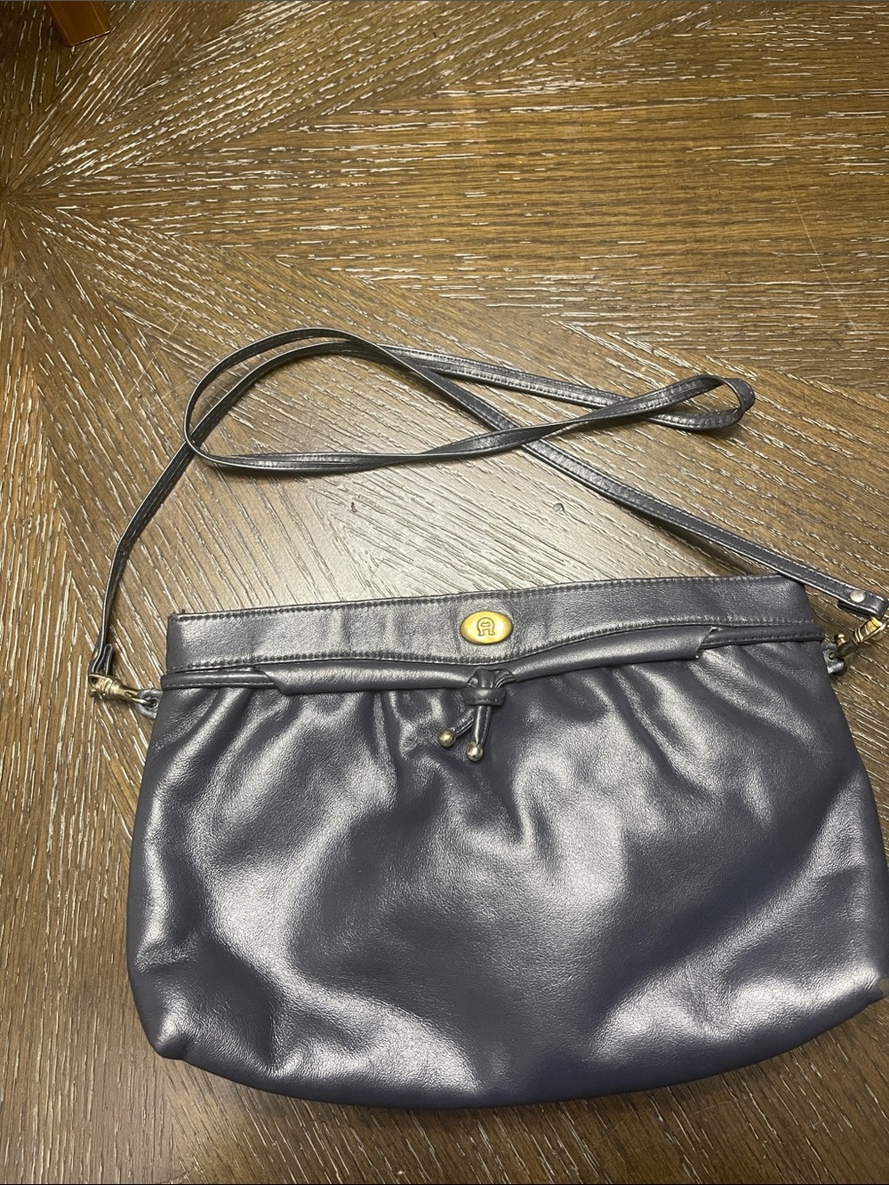 Vintage 80’s Etienne Aigner Navy Soft Leather Crossbody with Gold Accent